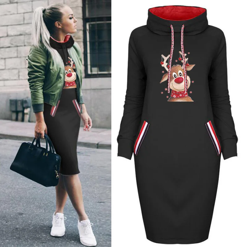 Woman Dress Winter Thin Santa Claus Elk Print Kawaii Dresses Plus Size Long Sleeve Bodycon Christmas Party Clothing
Woman Dress Winter Thin Santa Claus Elk Print Kawaii Dresses Plus Size Long Sleeve Bodycon Christmas Party Clothing