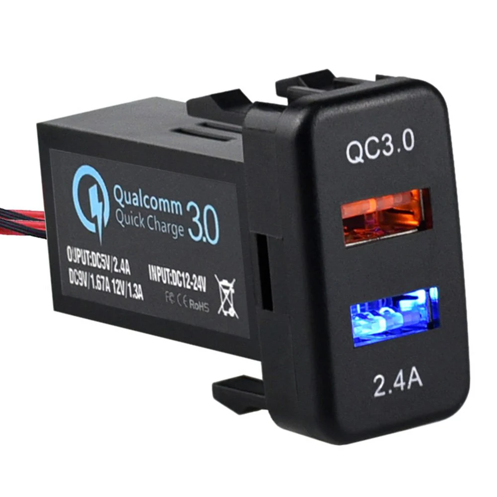 Dual USB Car Charger Quick Charge 3.0 For Toyota With Short Circuit Protection 2 USB Port Auto Adapter Socket Car Accessories
Dual USB Car Charger Quick Charge 3.0 For Toyota With Short Circuit Protection 2 USB Port Auto Adapter Socket Car Accessories