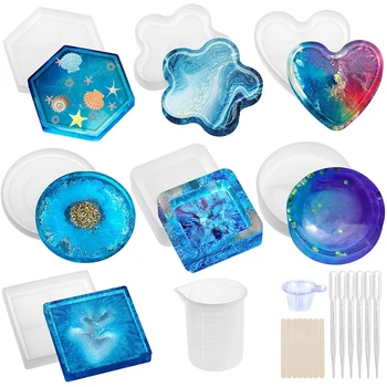 44 Pcs Silicone Resin Molds Kit, Coaster Casting Molds, DIY Epoxy Resin Molds Includes Mixing Cup, Dropper, Wood Sticks
44 Pcs Silicone Resin Molds Kit, Coaster Casting Molds, DIY Epoxy Resin Molds Includes Mixing Cup, Dropper, Wood Sticks