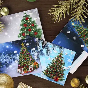 Creative new 5D bright diamond Christmas card, diamond painting greeting card, diy holiday greeting card, Christmas tree 4-piece
Creative new 5D bright diamond Christmas card, diamond painting greeting card, diy holiday greeting card, Christmas tree 4-piece