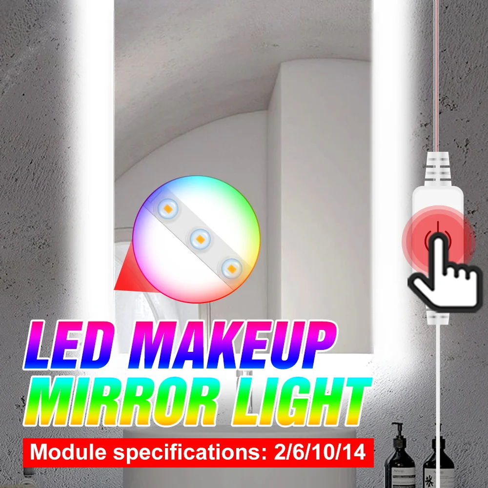 DC 5V Dressing Table Makeup Lamp Selfie Light Makeup Mirror Light LED Wall Lamp USB Touch Dimmable Lamp LED 2 6 10 14 Modules
DC 5V Dressing Table Makeup Lamp Selfie Light Makeup Mirror Light LED Wall Lamp USB Touch Dimmable Lamp LED 2 6 10 14 Modules