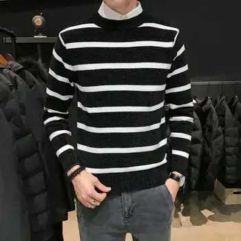 2019 Autumn and Winter Casual Men's Sweater O-Neck Striped Slim Fit Knittwear Mens Sweaters Pullovers Pullover Men Pull Homme
2019 Autumn and Winter Casual Men's Sweater O-Neck Striped Slim Fit Knittwear Mens Sweaters Pullovers Pullover Men Pull Homme
