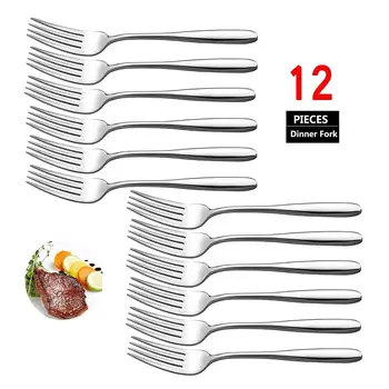 Velaze 12-Piece Stainless Steel Mirror Polished Design Dinner Fork Set Tableware Silverware Cutlery Fruit Salad Fork Set