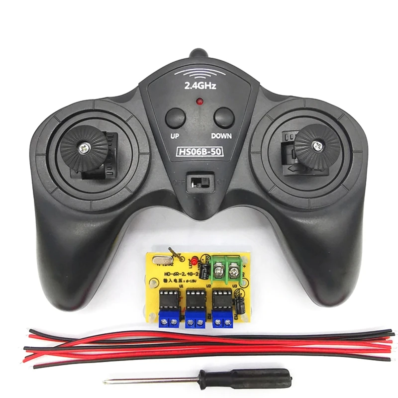 6CH 2.4G Remote Controller Kit DC 6V-15V Wireless Transmitter Receiver Radio System for DIY RC Boat Tank Model 50M Wireless Cont
6CH 2.4G Remote Controller Kit DC 6V-15V Wireless Transmitter Receiver Radio System for DIY RC Boat Tank Model 50M Wireless Cont