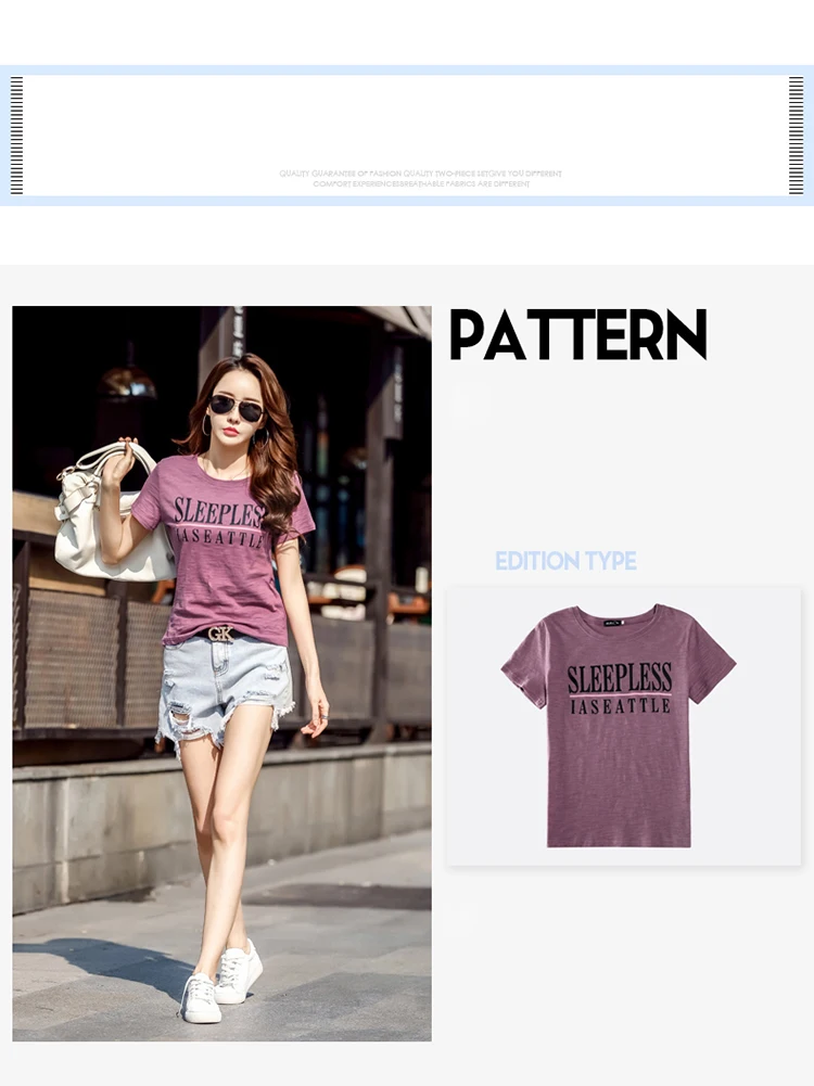 New 95% Cotton letter Women T-shirt Summer Short Sleeve Round Neck Harajuku Printing Tee Women Casual Fashion Female Tops