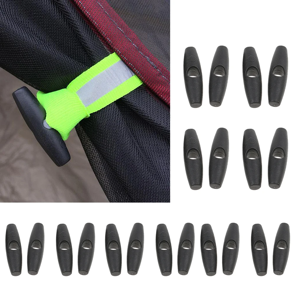 20 pcs Outdoor Tent Fly Tie Up Roll Fasten Buckle for Backpack Tie Down