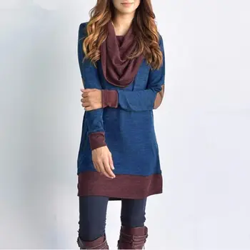 Women's Cowl Neck Tops Two Tone Color Block Pullovers Elbow Patchs Loose Long Tunic Female Casual Clothes
Women's Cowl Neck Tops Two Tone Color Block Pullovers Elbow Patchs Loose Long Tunic Female Casual Clothes