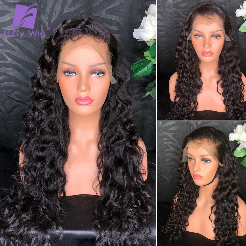 

Brazilian Water Wave Wig 180 Density 13x6 Fake Scalp Glueless Lace Front Human Hair Wigs Pre Plucked Bleached Knots Remy LUFFY