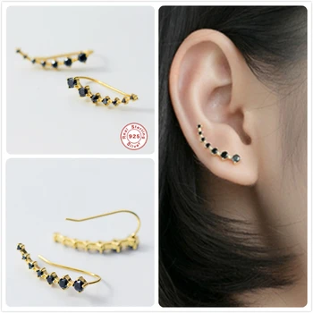 925 Sterling Silver Earrings For Women/Men Black Stone Earrings Punk Girl Ear Bone Piercing Earring Female Gold Zircon aretes R5 
925 Sterling Silver Earrings For Women/Men Black Stone Earrings Punk Girl Ear Bone Piercing Earring Female Gold Zircon aretes R5