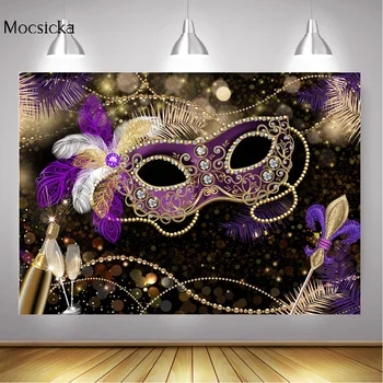 Mask Themed Happy Birthday Backdrop Decoration Bokeh Purple Masks Dancing Party Photo Background Champagne Photo Shoot Props
Mask Themed Happy Birthday Backdrop Decoration Bokeh Purple Masks Dancing Party Photo Background Champagne Photo Shoot Props