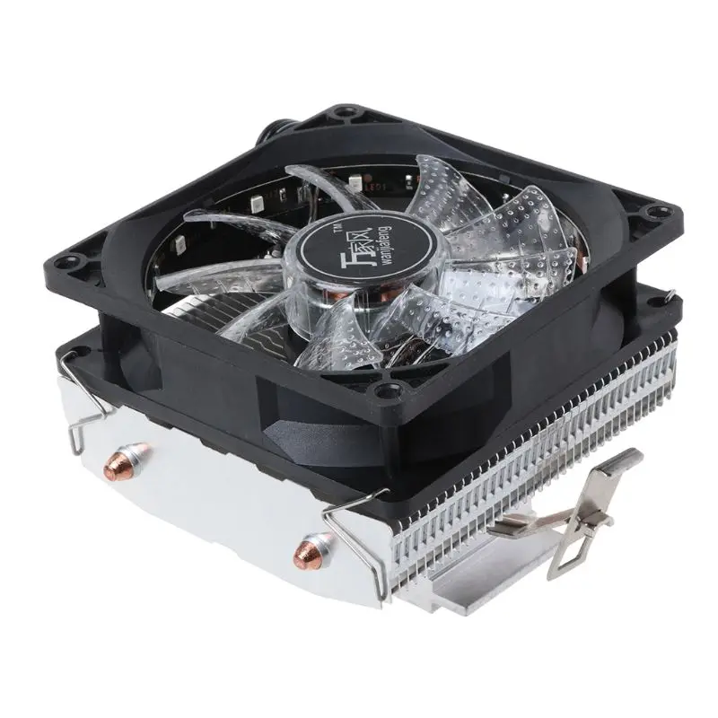 CPU Cooler 2 Copper Heat Pipes 3Pin CPU Cooling Fan with 5 Colors Light for LGA 1151/1155/1156/AM2+/AM3+/AM4
CPU Cooler 2 Copper Heat Pipes 3Pin CPU Cooling Fan with 5 Colors Light for LGA 1151/1155/1156/AM2+/AM3+/AM4