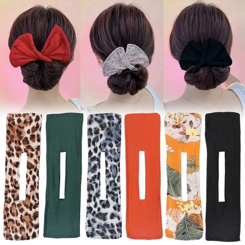 Fashion Women Girls Printted Knotted Deft Bun Hair Bands Rope Headband Fabric Clip Making Tool Accessories |