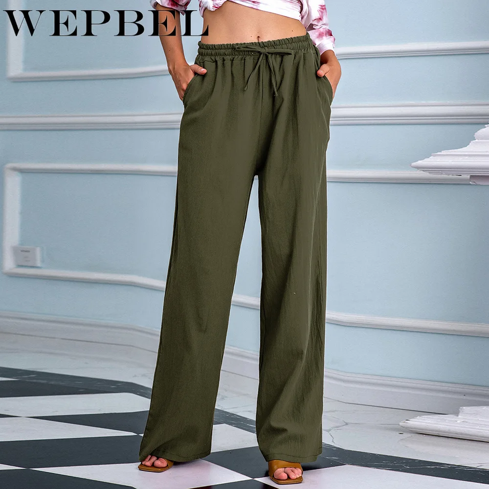 WEPBEL Women's Drawstring Straight Casual Wide Leg Pants Spring and Autumn Elastic High Waist Strap Loose Pants
WEPBEL Women's Drawstring Straight Casual Wide Leg Pants Spring and Autumn Elastic High Waist Strap Loose Pants