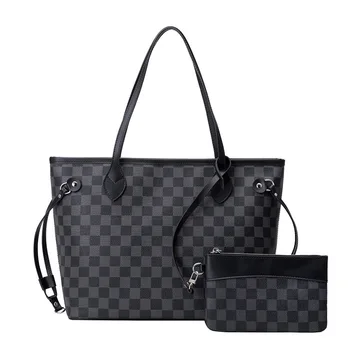 Large-capacity, simple tote bag, plaid, a single shoulder handbag, with coin purse
Large-capacity, simple tote bag, plaid, a single shoulder handbag, with coin purse