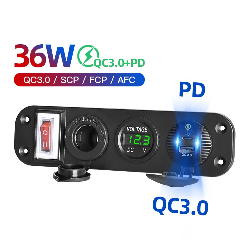 Fast Usb Car Charger Quick Charging QC3.0 PD Voltmeter Cigarette Lighter Socket Splitter Power Adapter Switch Panel Boat Marine
Fast Usb Car Charger Quick Charging QC3.0 PD Voltmeter Cigarette Lighter Socket Splitter Power Adapter Switch Panel Boat Marine