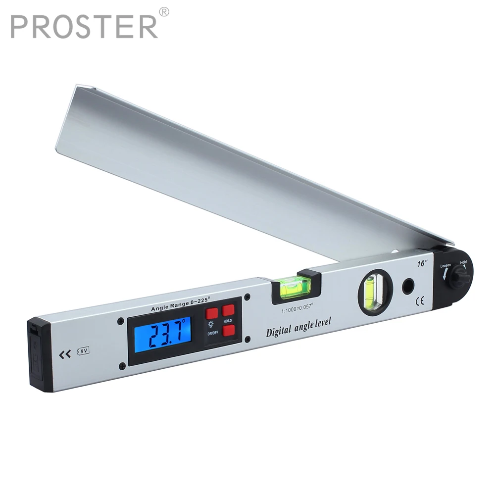 PROSTER 400mm LCD Digital Protractor Spirit Level Angle Finder Gauge Meter 0~225° Woodworking Digital Level Ruler Measure Gauges
PROSTER 400mm LCD Digital Protractor Spirit Level Angle Finder Gauge Meter 0~225° Woodworking Digital Level Ruler Measure Gauges