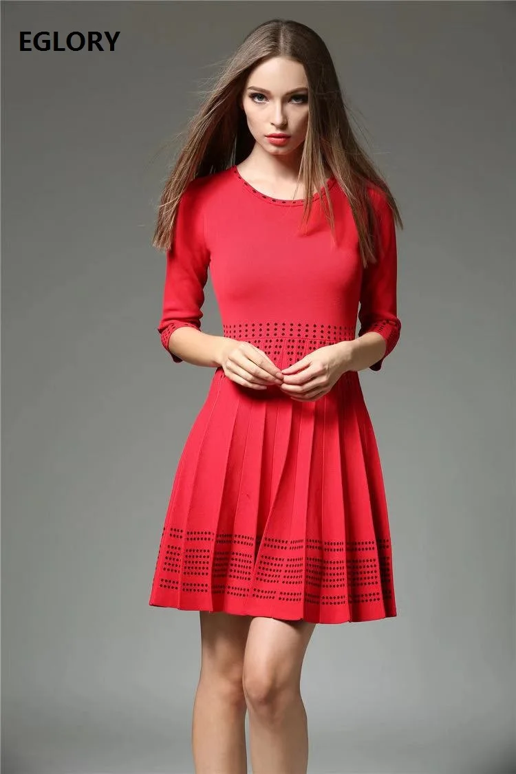 Knitted Dress 2021 Spring Summer Style Women O-Neck Polka Dot Patterns Knitting 3/4 Sleeve Casual Red Black Sweater Dress
Knitted Dress 2021 Spring Summer Style Women O-Neck Polka Dot Patterns Knitting 3/4 Sleeve Casual Red Black Sweater Dress