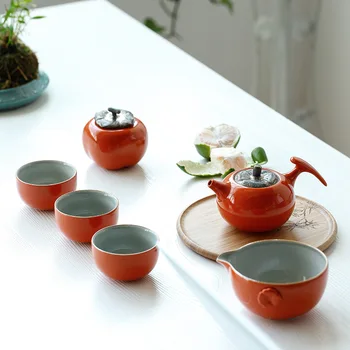 Persimmon Persimmon Best Ceramic Kung Fu Tea Set Japanese Portable Travel Tea A Pot of Four Cups Tea Pot with Cup Teapot Set 
Persimmon Persimmon Best Ceramic Kung Fu Tea Set Japanese Portable Travel Tea A Pot of Four Cups Tea Pot with Cup Teapot Set
