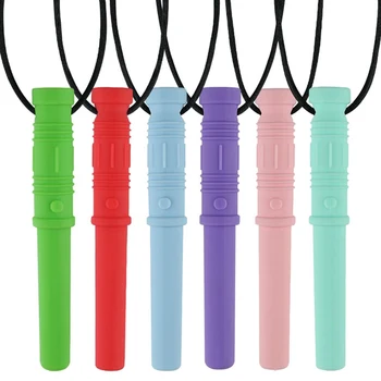6 Colors Silicone Baby Teether Autistic Children's Sensory Chewing Silicone Teether Pendant Necklace Molar Stick Bite Toys
6 Colors Silicone Baby Teether Autistic Children's Sensory Chewing Silicone Teether Pendant Necklace Molar Stick Bite Toys