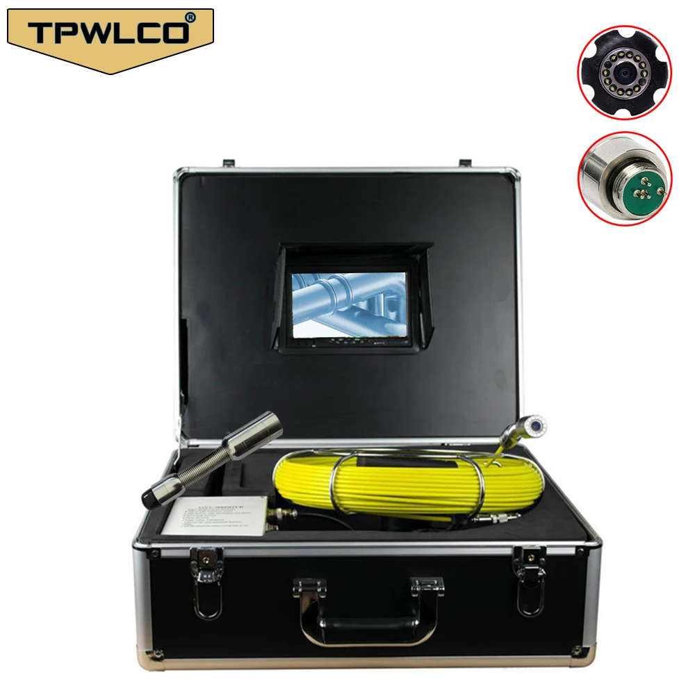 

20m 8GB SD Card With DVR 7" Pipe Endoscope Inspection System Used For Sewer Drain Industrial Clean Waterproof 23mm Camera Head