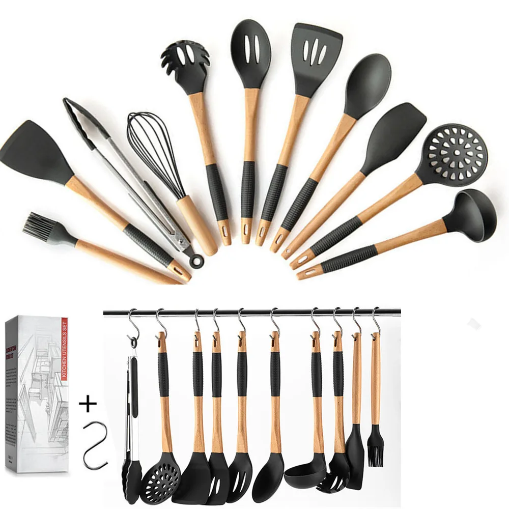 2019 Silicone Cooking Utensils Tools Set 11-PCS Kitchen Utensils Set Wooden Handle Spatula Set for Nonstick Cookware Appliances
2019 Silicone Cooking Utensils Tools Set 11-PCS Kitchen Utensils Set Wooden Handle Spatula Set for Nonstick Cookware Appliances
