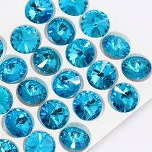 

8/10/12/14MM Rivoli Rhinestone Bulk Round Stone Pointed Crystal Glass Strass Sticker Diamond Glue on Sapphire Gemstone