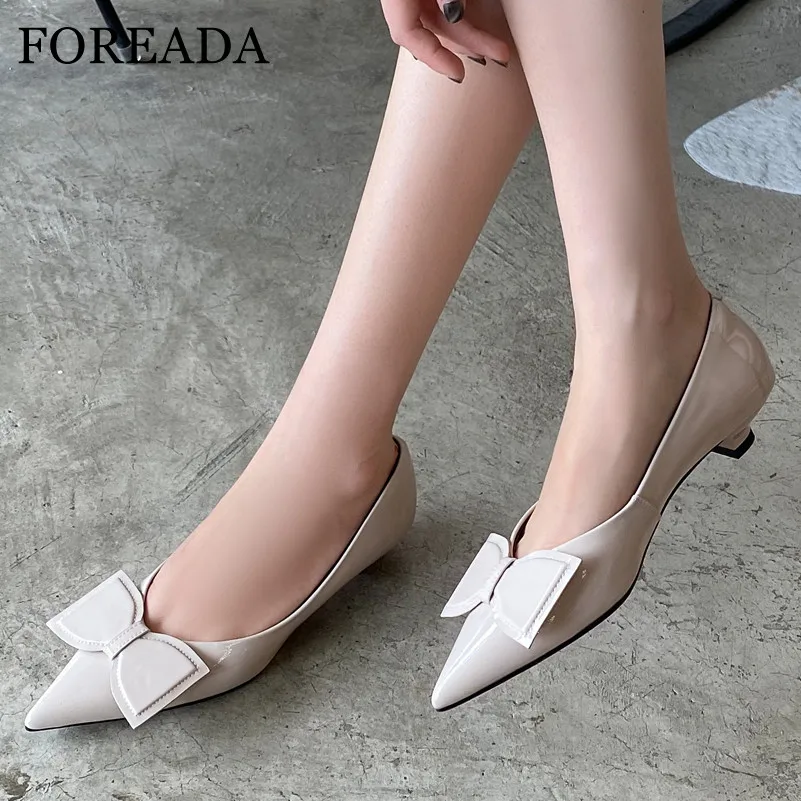 FOREADA Natural Genuine Leather Shoes Woman Low Heels Bow Stiletto Heel Pumps Office Pointed Toe Female Footwear Beige Green 39
FOREADA Natural Genuine Leather Shoes Woman Low Heels Bow Stiletto Heel Pumps Office Pointed Toe Female Footwear Beige Green 39
