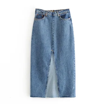 Summer 2020 New Patchwork Denim Skirts Back Zipper Open Fork High Waist Straight Midi Skirt Female Skirts Faldas Mujer
Summer 2020 New Patchwork Denim Skirts Back Zipper Open Fork High Waist Straight Midi Skirt Female Skirts Faldas Mujer