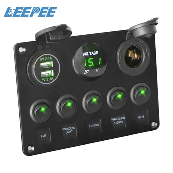 Car Marine Boat LED Rocker Switch Panel Digital Voltmeter Dual USB Port 12V Outlet Combination for BMW E46 for Audi A4
Car Marine Boat LED Rocker Switch Panel Digital Voltmeter Dual USB Port 12V Outlet Combination for BMW E46 for Audi A4
