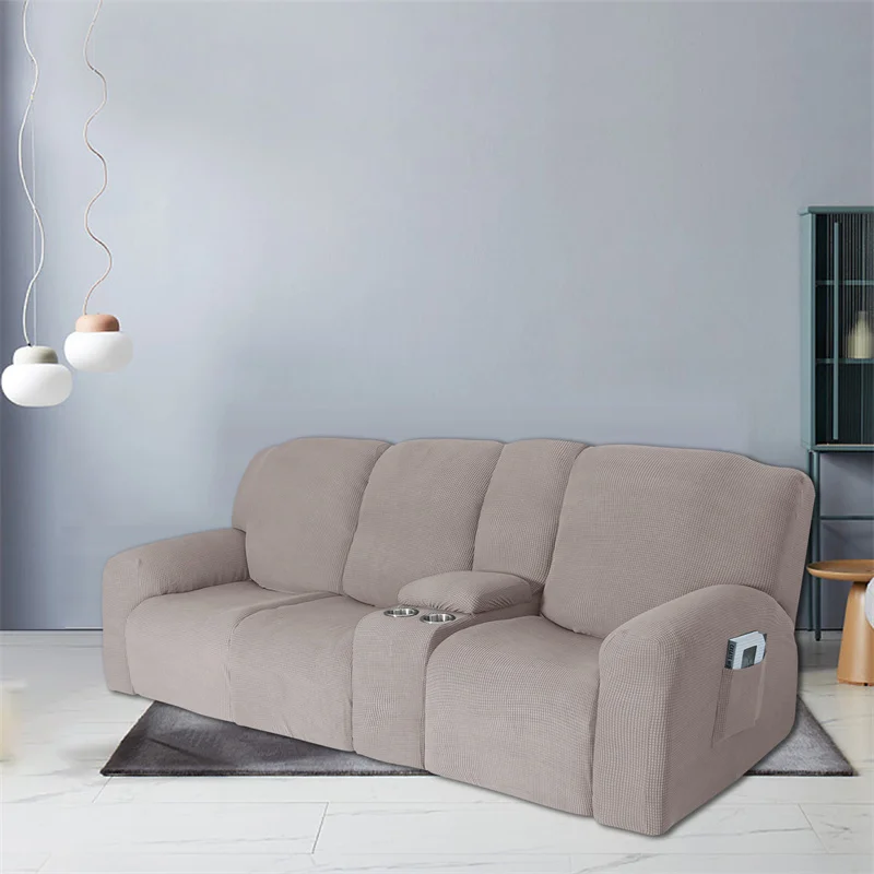 Housse extensible pour fauteuil inclinable 3 places, avec porte-gobelet, en polaire, pour salon Housse extensible pour fauteuil inclinable 3 places, avec porte-gobelet, en polaire, pour salon