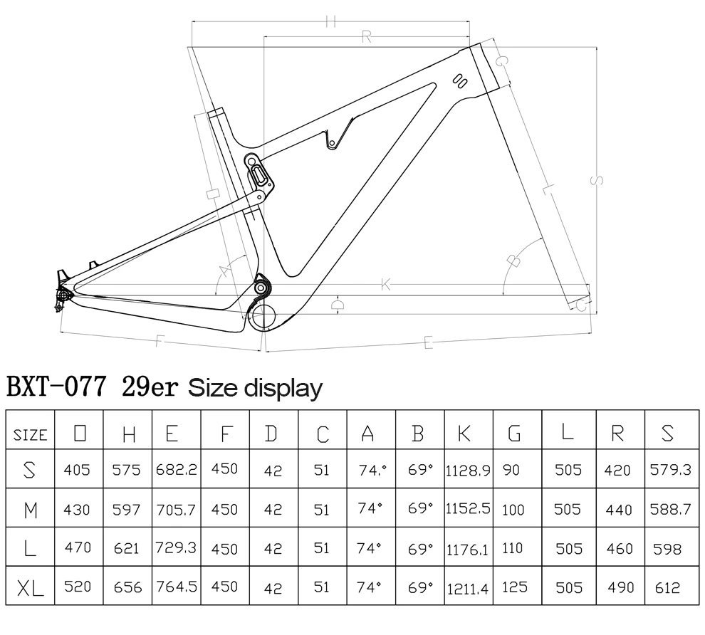 Discount BXT Newest 29er UD Carbon MTB Full Suspension Cross Country no logo  BSA Rear shock 165*38mm*22mm Mountain Bike Frame 14