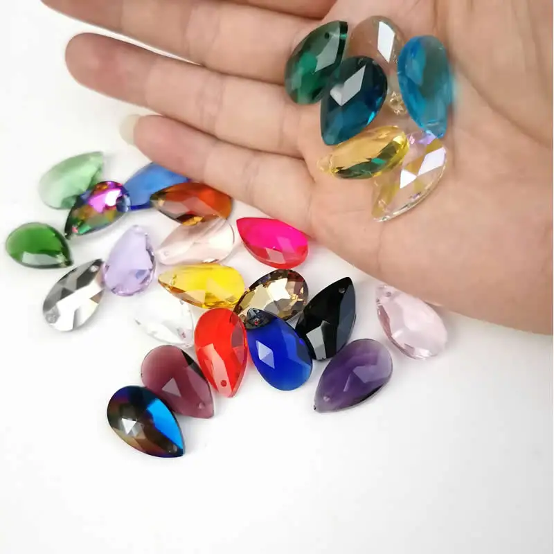 

Wholesale 8X12/10X14m Lots Faceted Hole Crystal Glass Rhinestones Teardrop Loose Beads Jewelry Jewelry Beads Accessories