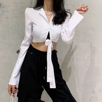 Korea Style Women Blouse Sexy Long Sleeve Slim Fit Shirts Tops feme Lace Up Short Blouse Blusas Streetwear Ladies White Shirts
Korea Style Women Blouse Sexy Long Sleeve Slim Fit Shirts Tops feme Lace Up Short Blouse Blusas Streetwear Ladies White Shirts
