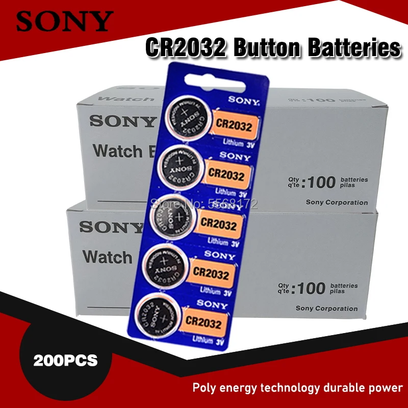 200pcs For SONY CR2032 Lithium Button Coin Cell Batteries 3V CR 2032 DL2032 ECR2032 BR2032 Battery Watch Electronic Remote | Электроника