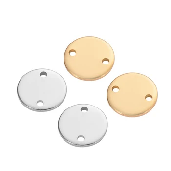 50pcs Wholesale stainless steel 10mm 2 Holes Blanks Circle Tag Bracelet Charm Necklace Pendant Round Connector charm Logo Tag
50pcs Wholesale stainless steel 10mm 2 Holes Blanks Circle Tag Bracelet Charm Necklace Pendant Round Connector charm Logo Tag