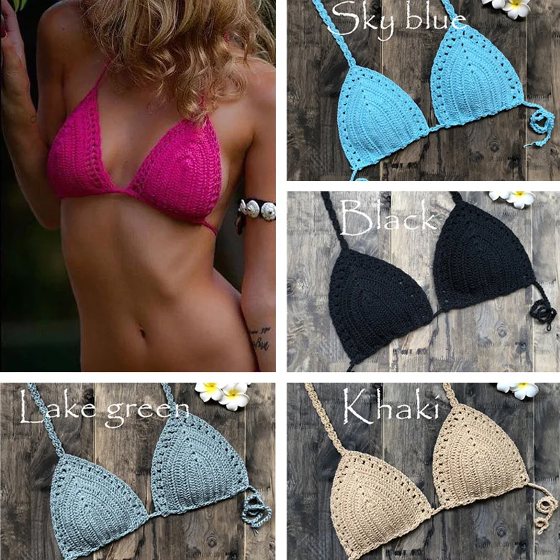 

Vkamoli summer Handmade Crochet Sexy Women's Bra Crochet Tank Crop Bralette Tops Boho Bralet Bra Beach Bikini top bathing suit