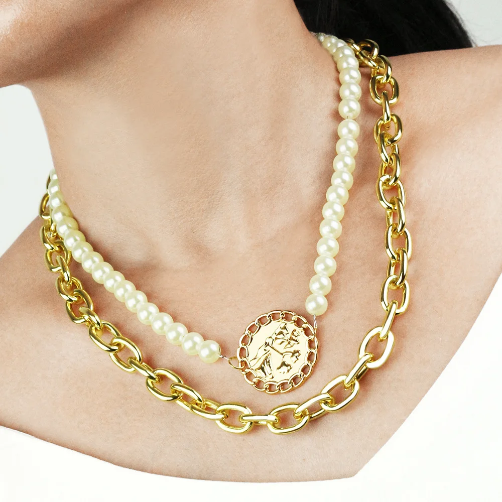 Vintage Multi Layered Carved Coin Pendant Necklace Jewelry for Women 2020 Bohemian Imitation Pearl Chain Choker Necklace
Vintage Multi Layered Carved Coin Pendant Necklace Jewelry for Women 2020 Bohemian Imitation Pearl Chain Choker Necklace