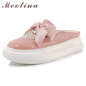 Meotina Spring Flats Women Shoes Kid Suede Crystal Flat Platform Mules Shoes Genuine Leather Bow Round Toe Shoes Lady Size 34-39
Meotina Spring Flats Women Shoes Kid Suede Crystal Flat Platform Mules Shoes Genuine Leather Bow Round Toe Shoes Lady Size 34-39
