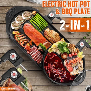 2200W 2 in 1 Electric Hot Pot Oven Multi Cooker Barbecue Pan Smokeless Barbecue Griddle Non-Stick Shabu Pot Hotpot Baking Plate
2200W 2 in 1 Electric Hot Pot Oven Multi Cooker Barbecue Pan Smokeless Barbecue Griddle Non-Stick Shabu Pot Hotpot Baking Plate