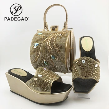 Gold color New Arrivals Summer African Garden Party Shoes and Bag Set Italian Lady Shoes Matching Special Hand Bag for Party
Gold color New Arrivals Summer African Garden Party Shoes and Bag Set Italian Lady Shoes Matching Special Hand Bag for Party