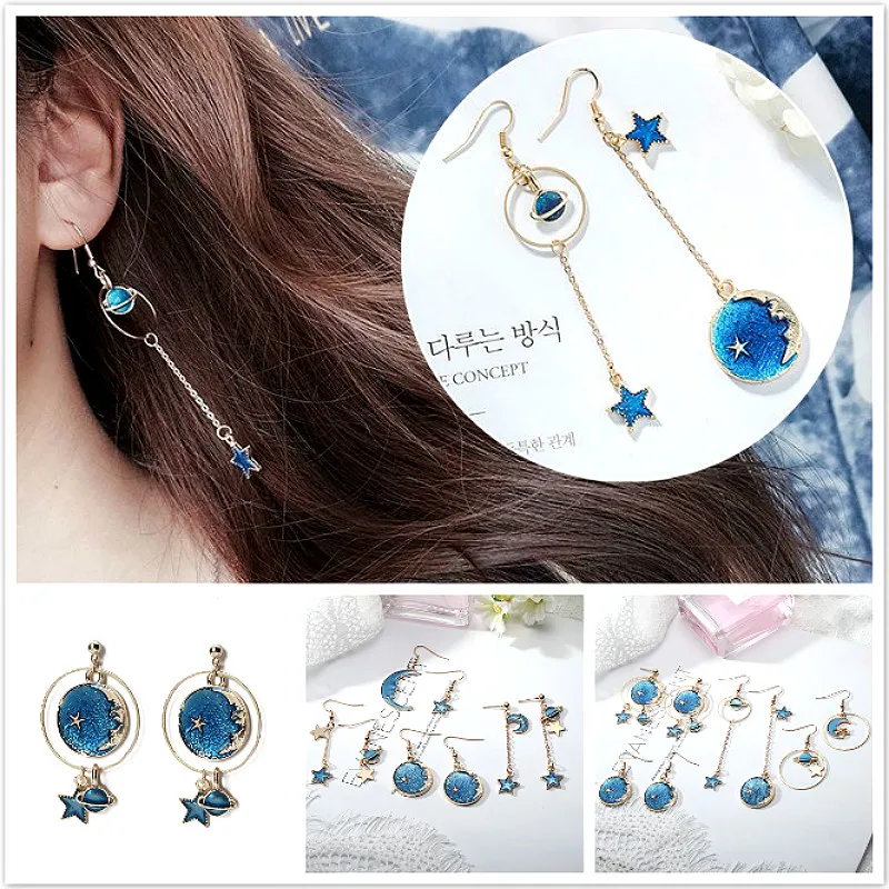 2019 New Fashion Hoop Earrings Lovely Simple Blue / The Moon / Starry Sky / Long Section Asymmetric Pendant For Ladies Gift
2019 New Fashion Hoop Earrings Lovely Simple Blue / The Moon / Starry Sky / Long Section Asymmetric Pendant For Ladies Gift