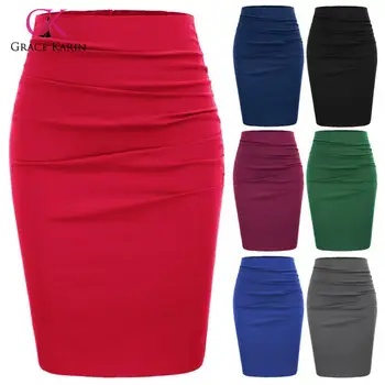 Grace Karin 2020 Summer New Office Skirt Women Vintage Elegant High Waist Slim Skirt Ladies Solid Midi Pencil Skirt Female
Grace Karin 2020 Summer New Office Skirt Women Vintage Elegant High Waist Slim Skirt Ladies Solid Midi Pencil Skirt Female