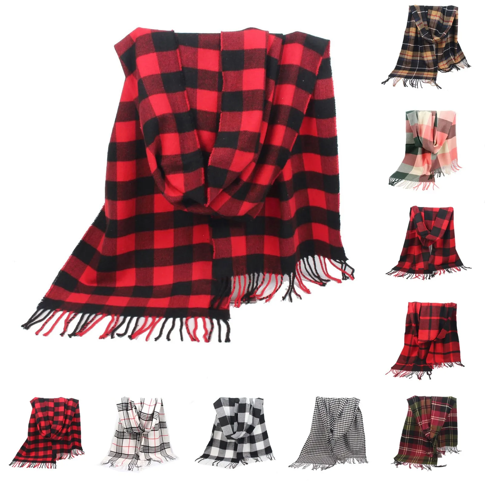 Winter Scarf Women Tassels Cashmere Warm Female Man Pashmina Color Foulard Thick Soft Large Scarves Shawl #M |