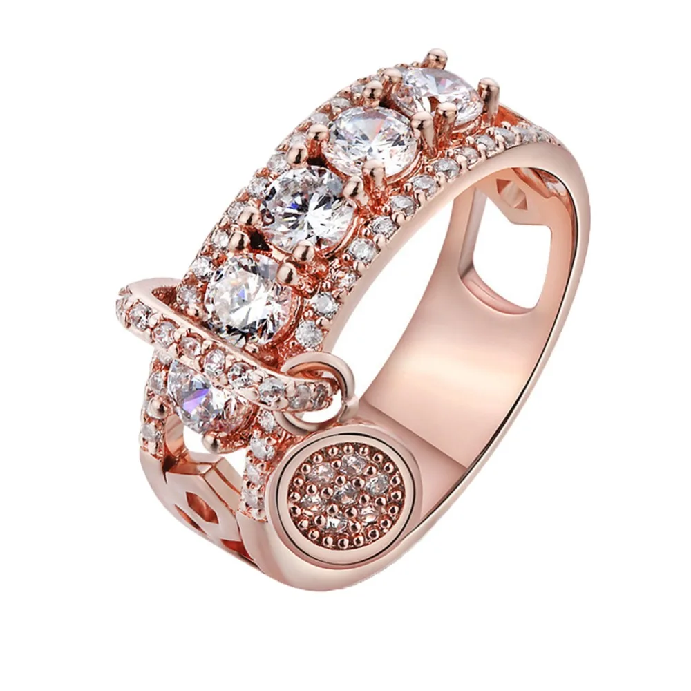 Шикарное женское белое кольцо обручальные кольца с круглым кулоном из циркония