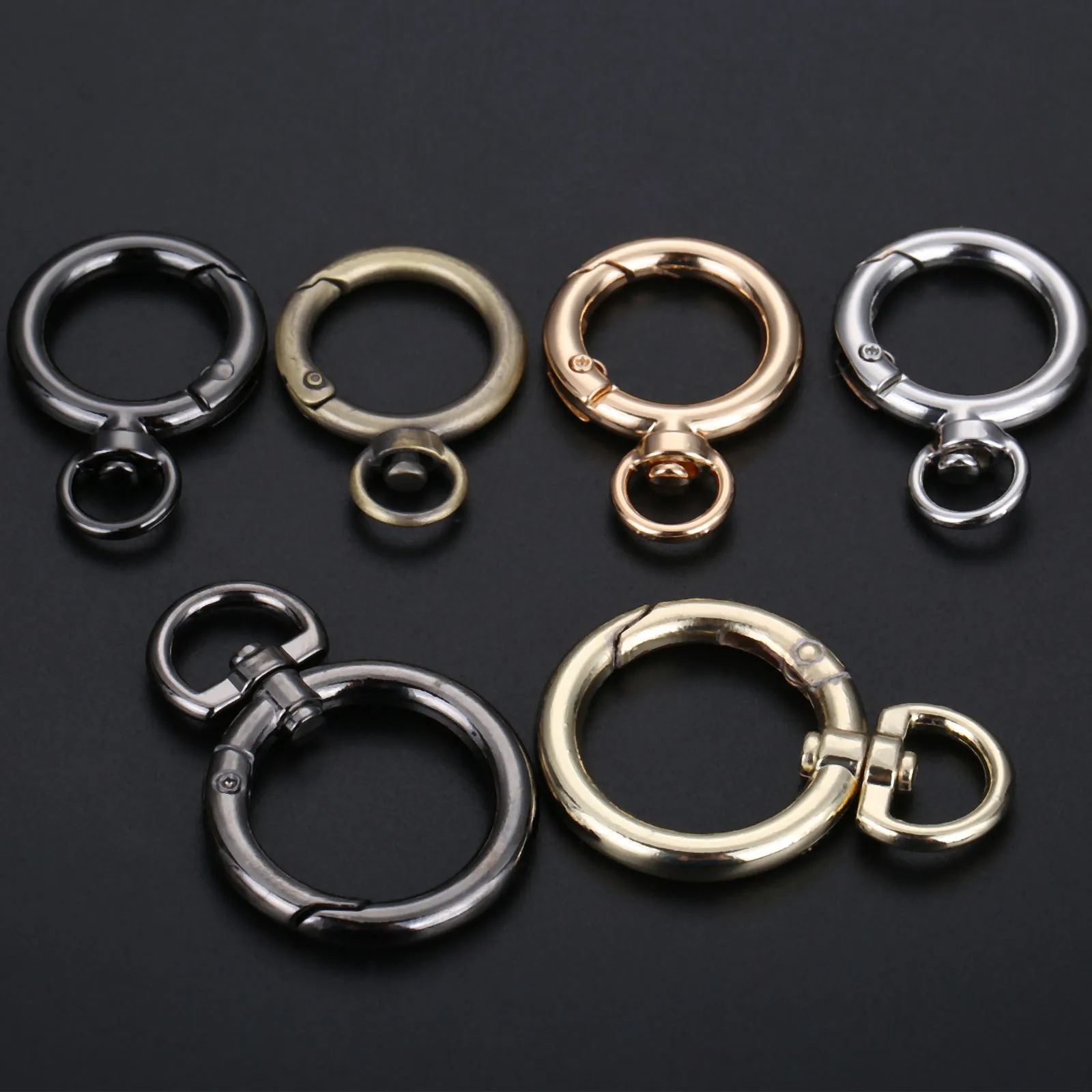 Description Picture 6 of item1Pc Spring Ring Metal 19/25mm Inner Dia. Hook Snap Clip Bag Buckle O Round Handbag Trigger Key ring Gold Silver Black Bronze