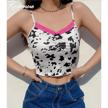 Rockmore Milk Cow Print Bow Lace Patchwork Spaghetti Straps Backless Sexy Camisole Femme Summer Short Top Low Cut Crop Tops Cute 
Rockmore Milk Cow Print Bow Lace Patchwork Spaghetti Straps Backless Sexy Camisole Femme Summer Short Top Low Cut Crop Tops Cute