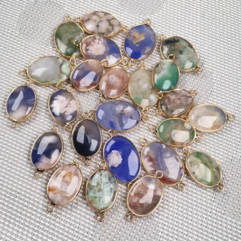 Natural Stone Striped agates pendant Elliptical shape Double hole connector for Handmade Jewelry Making DIY necklace accessories
Natural Stone Striped agates pendant Elliptical shape Double hole connector for Handmade Jewelry Making DIY necklace accessories
