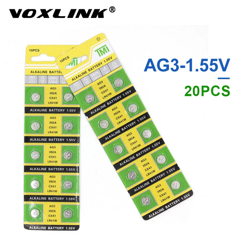 VOXLINK 20Pcs ag3 original brand new battery 1.55v button cell LR41/392/192 for Camera watch computer toy remote control battery
VOXLINK 20Pcs ag3 original brand new battery 1.55v button cell LR41/392/192 for Camera watch computer toy remote control battery