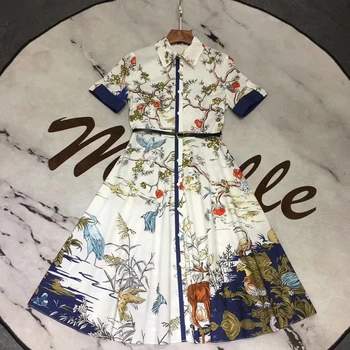 100% Cotton Runway Dress Women Hight Fashion Print Dress Short Sleeve
100% Cotton Runway Dress Women Hight Fashion Print Dress Short Sleeve