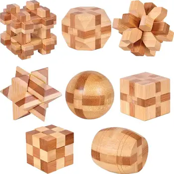 

Kids Adults 3D Wooden Kong Ming Lock Assembling Cube Interlocking Puzzles IQ Brain Teaser Intelligence Unlock Puzzle Game Toy